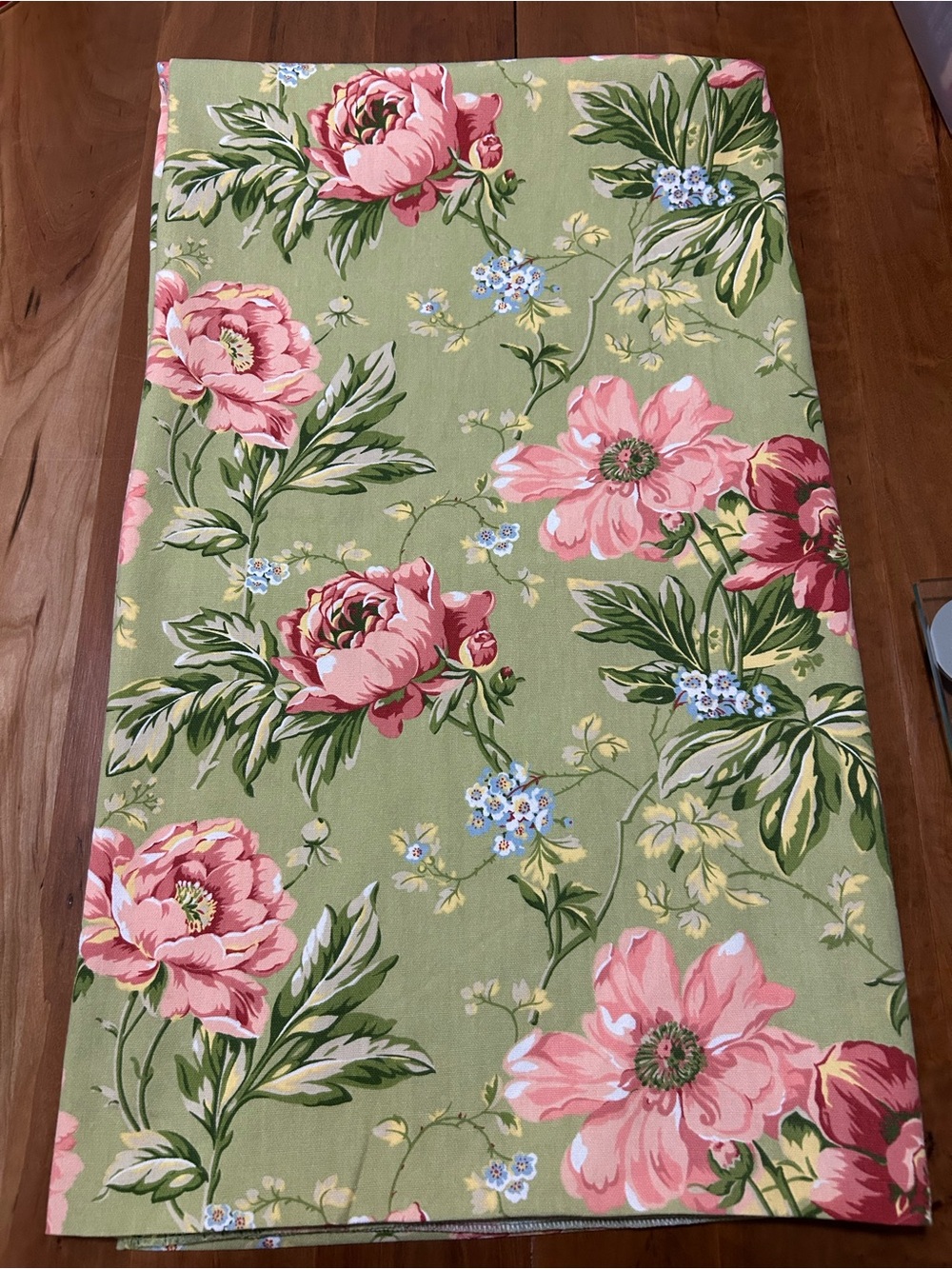 Vintage Floral Tablecloth Pink Peonies Sage Green 60x90 Rectangle Cottagecore